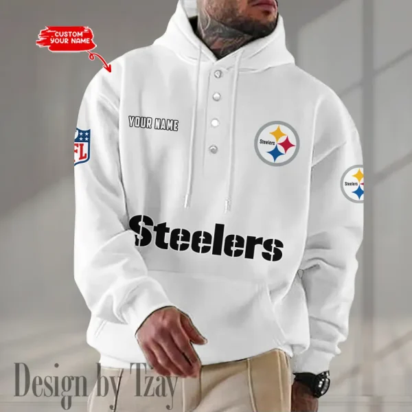 Pittsburgh Steelers Casual Button Hoodie SPTCBH091 - Image 2