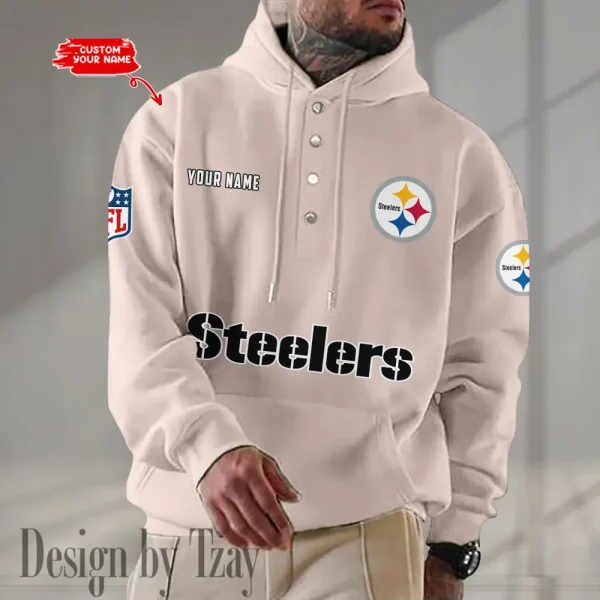 Pittsburgh Steelers Casual Button Hoodie SPTCBH091 - Image 3