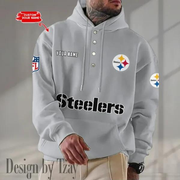 Pittsburgh Steelers Casual Button Hoodie SPTCBH091
