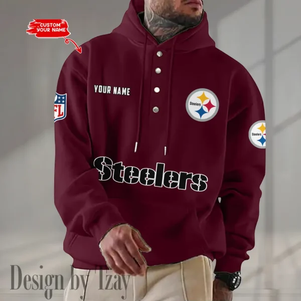 Pittsburgh Steelers Casual Button Hoodie SPTCBH091 - Image 6