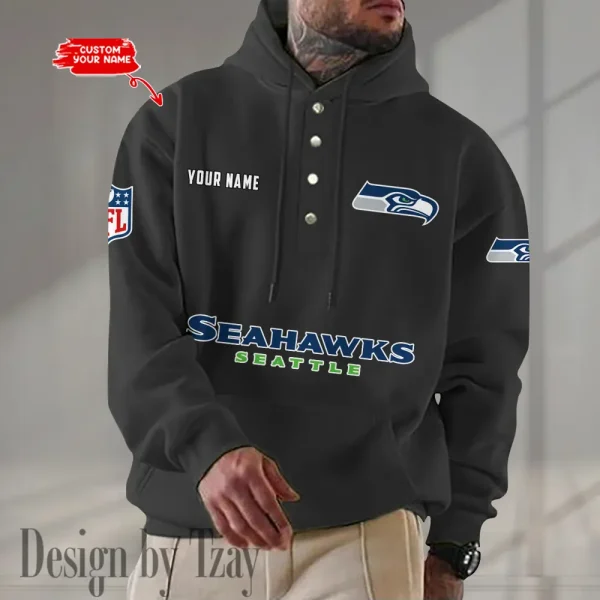 Seattle Seahawks Casual Button Hoodie SPTCBH093 - Image 4