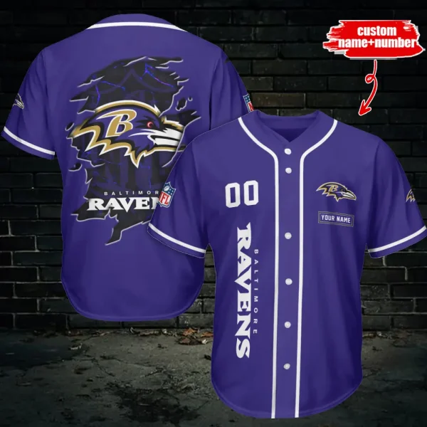 Baltimore Ravens Custom Name Baseball Jersey AZCBJS503