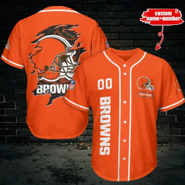 Cleveland Browns Custom Name Baseball Jersey AZCBJS508