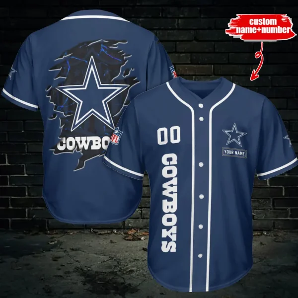 Dallas Cowboys Custom Name Baseball Jersey AZCBJS509