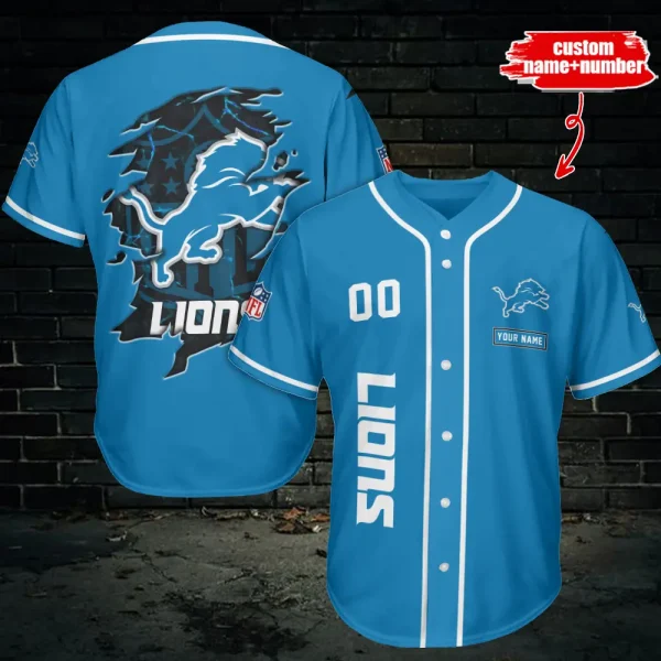Detroit Lions Custom Name Baseball Jersey AZCBJS511