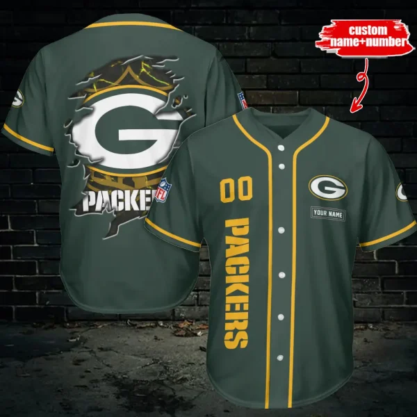 Green Bay Packers Custom Name Baseball Jersey AZCBJS513