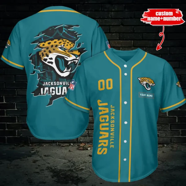 Jacksonville Jaguars Custom Name Baseball Jersey AZCBJS516