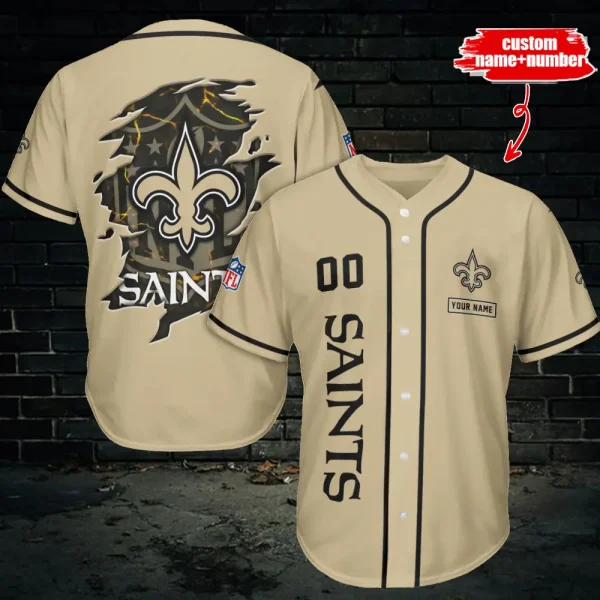 New Orleans Saints Custom Name Baseball Jersey AZCBJS519