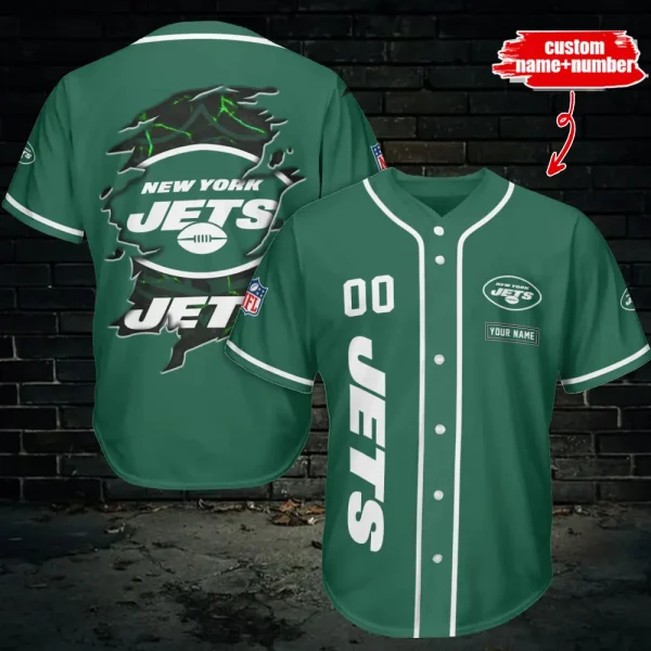 New York Jets Custom Name Baseball Jersey AZCBJS525