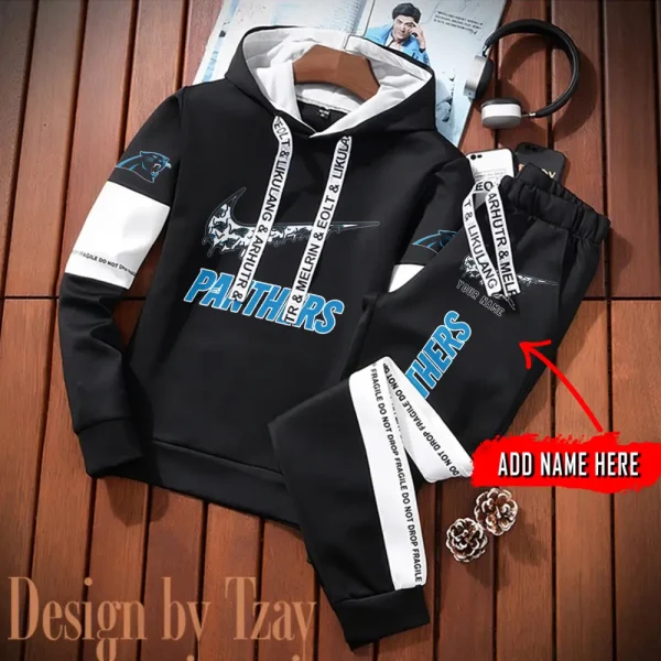 Carolina Panthers New Fashion Casual Sportswear: Stylish Hooded Sweatshirt and Jogger Pants Set for Men SPTCSSW101 - Image 2