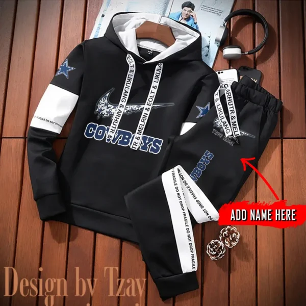 Dallas Cowboys New Fashion Casual Sportswear: Stylish Hooded Sweatshirt and Jogger Pants Set for Men SPTCSSW103 - Image 2