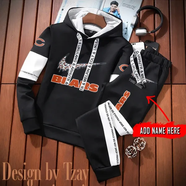 Chicago Bears New Fashion Casual Sportswear: Stylish Hooded Sweatshirt and Jogger Pants Set for Men SPTCSSW104 - Image 2