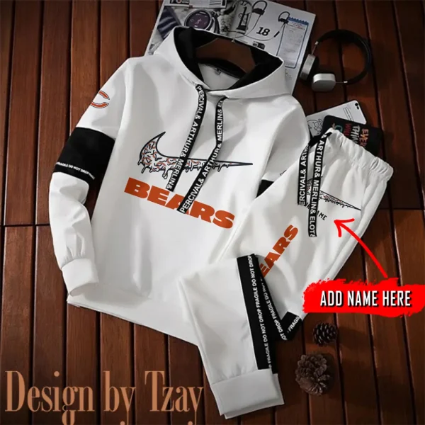 Chicago Bears New Fashion Casual Sportswear: Stylish Hooded Sweatshirt and Jogger Pants Set for Men SPTCSSW104