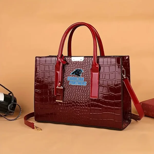 Carolina Panthers Deluxe Crocodile Handbag For Women SPTDCGB005 - Image 3