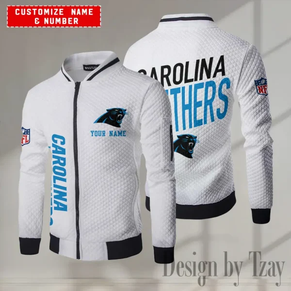 Carolina Panthers NFL Mens Lightweight Casual Bomber Jacket 2025 SPTLCBJ037 - Image 2