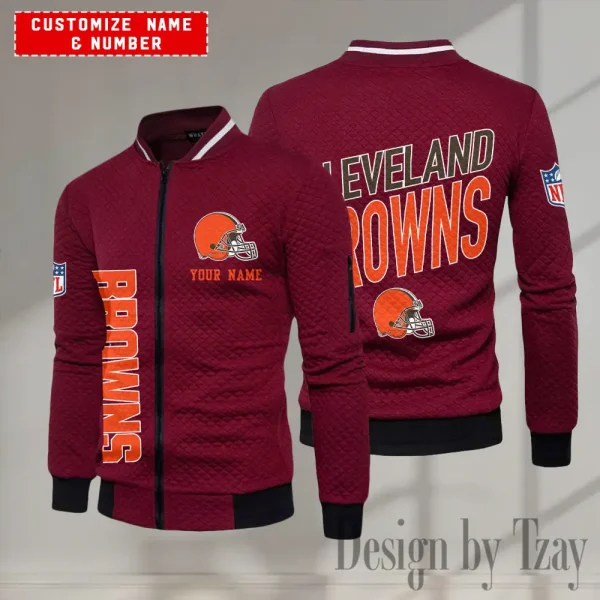 Cleveland Browns NFL Mens Lightweight Casual Bomber Jacket 2025 SPTLCBJ040 - Image 2