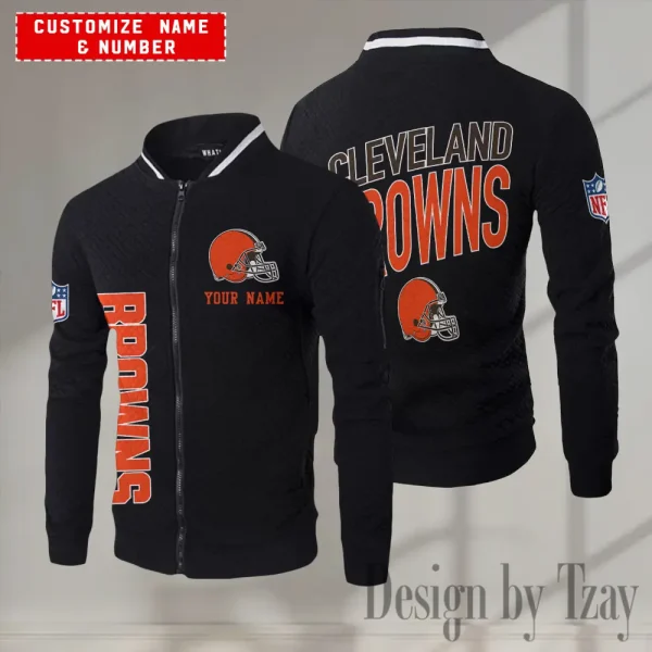 Cleveland Browns NFL Mens Lightweight Casual Bomber Jacket 2025 SPTLCBJ040 - Image 4