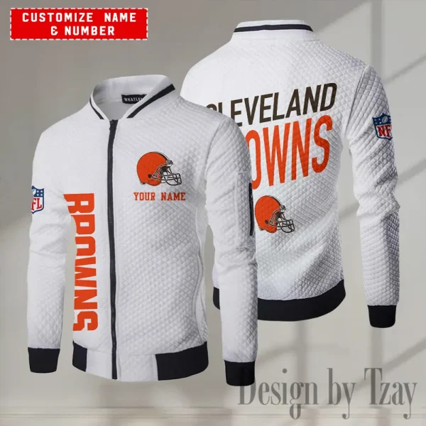 Cleveland Browns NFL Mens Lightweight Casual Bomber Jacket 2025 SPTLCBJ040 - Image 5