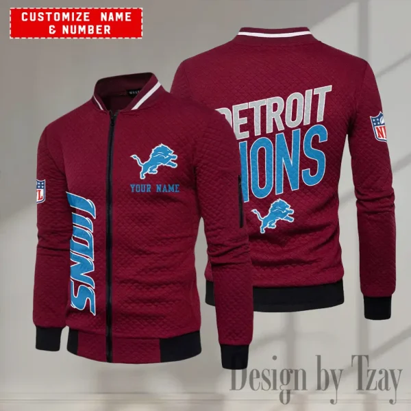 Detroit Lions NFL Mens Lightweight Casual Bomber Jacket 2025 SPTLCBJ046 - Image 5