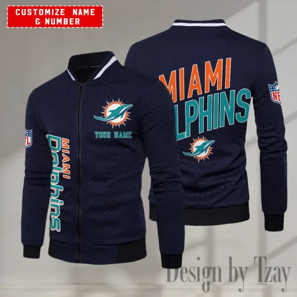 Miami Dolphins NFL Mens Lightweight Casual Bomber Jacket 2025 SPTLCBJ055