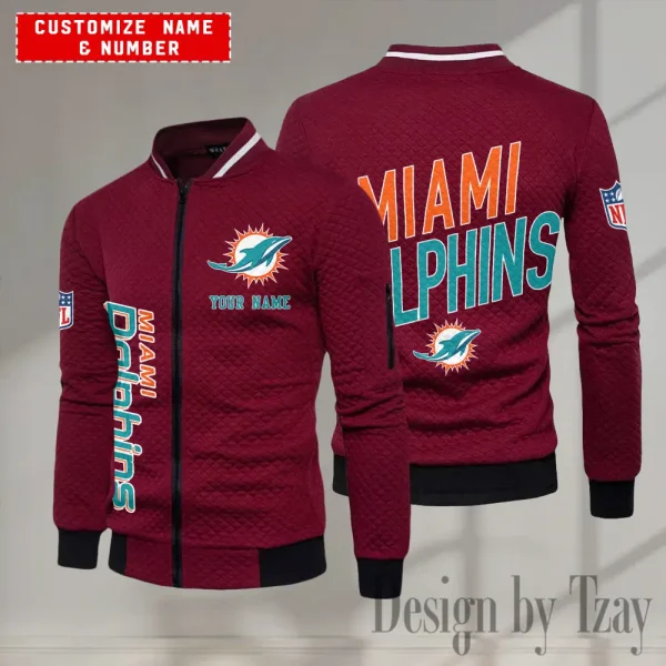 Miami Dolphins NFL Mens Lightweight Casual Bomber Jacket 2025 SPTLCBJ055 - Image 2