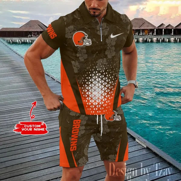 Cleveland Browns New2025 Quarter Zip Polo and Short AZPLZ457