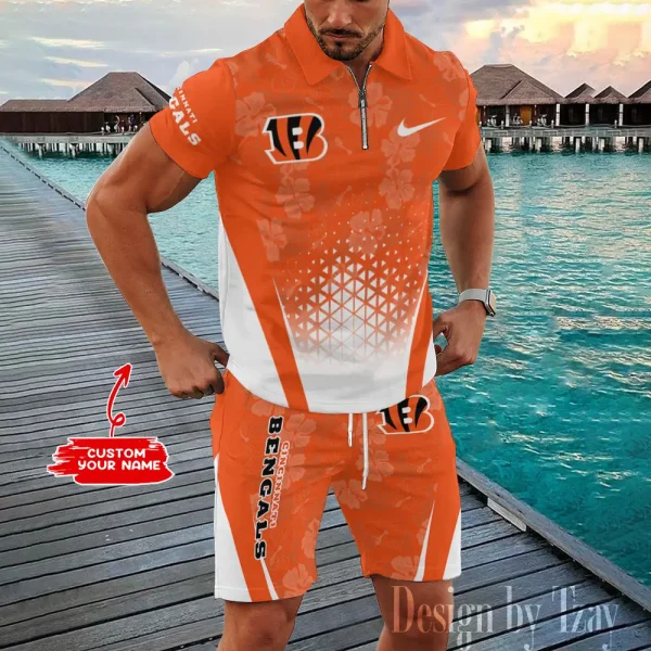 Cincinnati Bengals New2025 Quarter Zip Polo and Short AZPLZ458