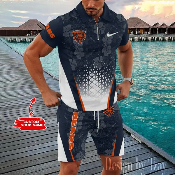 Chicago Bears New2025 Quarter Zip Polo and Short AZPLZ459