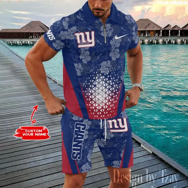 New York Giants New2025 Quarter Zip Polo and Short AZPLZ478