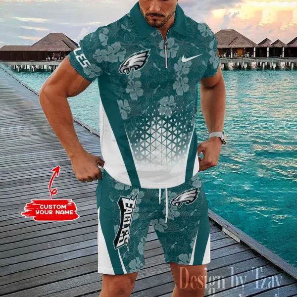 Philadelphia Eagles New2025 Quarter Zip Polo and Short AZPLZ477