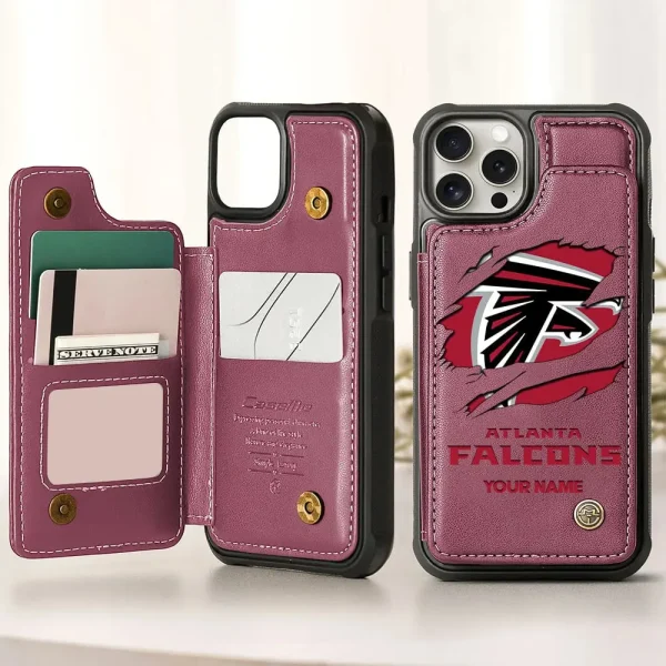 Atlanta Falcons Personalized Leather Flip Wallet Phone Case