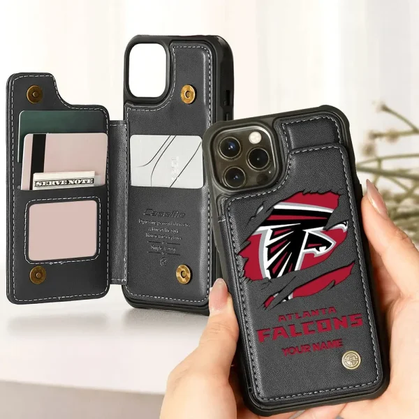 Atlanta Falcons Personalized Leather Flip Wallet Phone Case