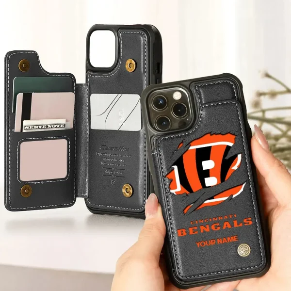 Cincinnati Bengals Personalized Leather Flip Wallet Phone Case