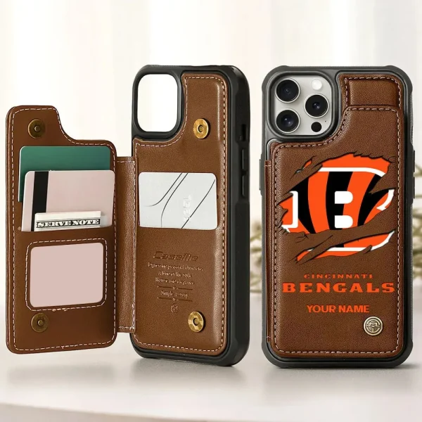 Cincinnati Bengals Personalized Leather Flip Wallet Phone Case