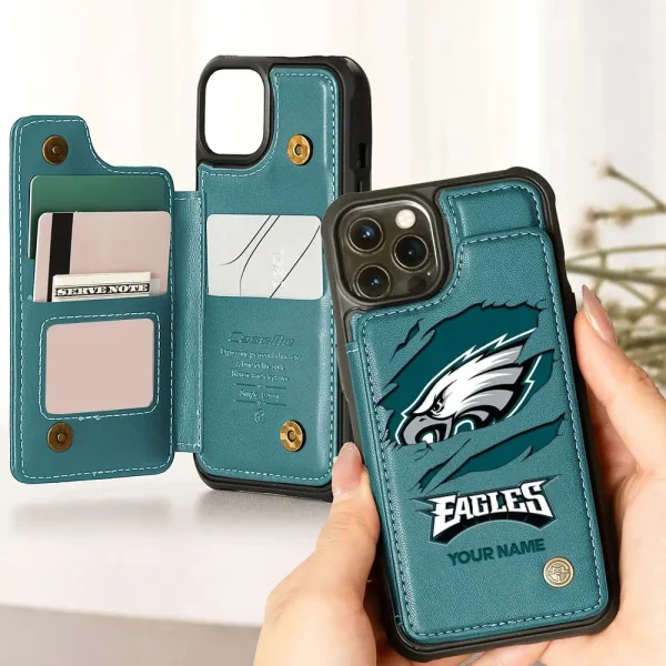 Philadelphia Eagles Personalized Leather Flip Wallet Phone Case