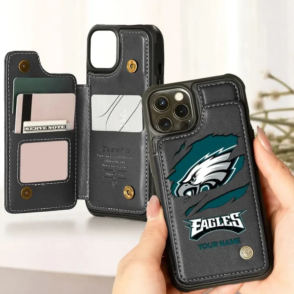 Philadelphia Eagles Personalized Leather Flip Wallet Phone Case