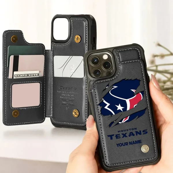 Houston Texans Personalized Leather Flip Wallet Phone Case