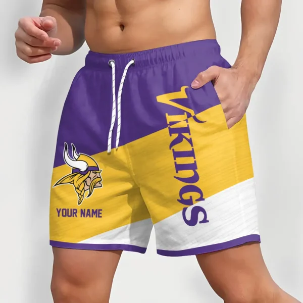 Minnesota Vikings Colorful Men Short Pants Custom Name All Teams Gift For Fans - Image 2