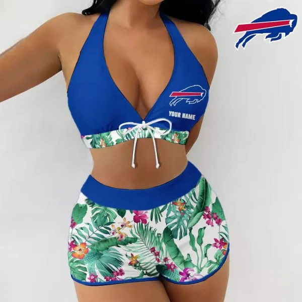 Buffalo Bills Women 2pcs Bowknot Shorts With Bra Swimsuit Set SPTSWBRA040