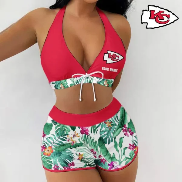 Kansas City Chiefs Women 2pcs Bowknot Shorts With Bra Swimsuit Set SPTSWBRA043