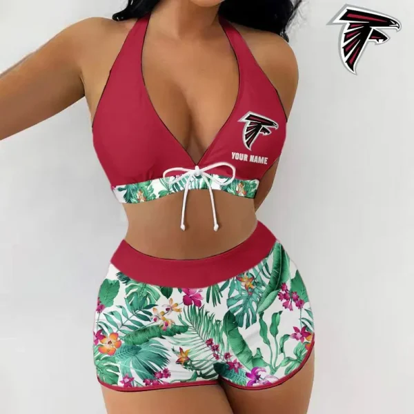 Atlanta Falcons Women 2pcs Bowknot Shorts With Bra Swimsuit Set SPTSWBRA051