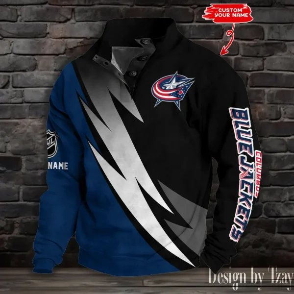 Columbus Blue Jackets NHL Half Button Long Sleeve Hoodie S9DBSCH1700