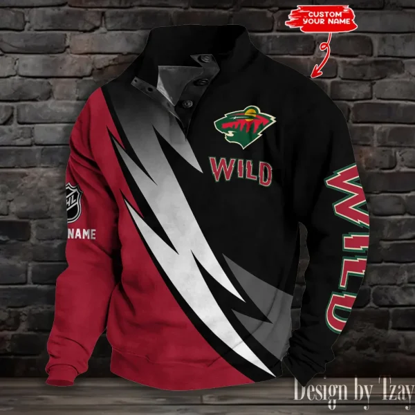 Minnesota Wild NHL Half Button Long Sleeve Hoodie S9DBSCH1706