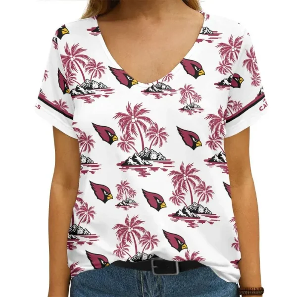 Arizona Cardinals Summer Collection V-neck Women T-shirt | Shorts AGCWTS780 - Image 2