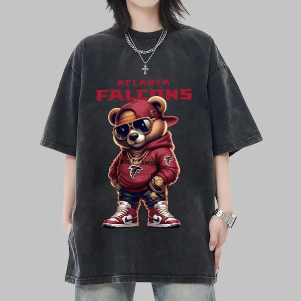 Atlanta Falcons Swag Teddy Beer Vintage Wash T-shirt New Style Gift For Fans AZTS985 - Image 2
