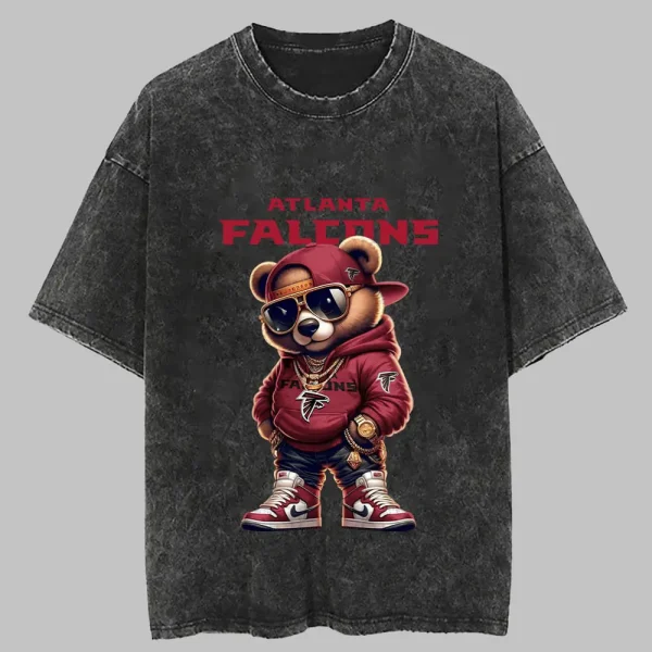 Atlanta Falcons Swag Teddy Beer Vintage Wash T-shirt New Style Gift For Fans AZTS985 - Image 3