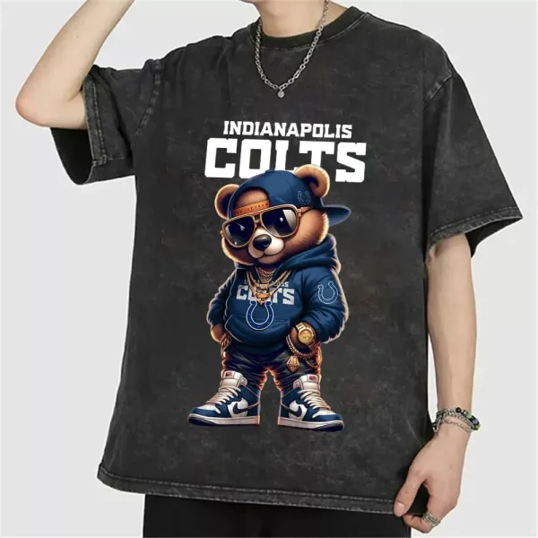 Indianapolis Colts Swag Teddy Beer Vintage Wash T-shirt New Style Gift For Fans AZTS986