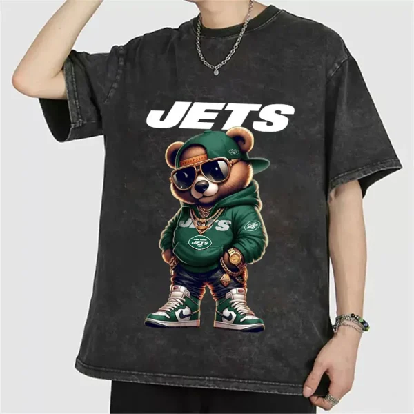 New York Jets Swag Teddy Beer Vintage Wash T-shirt New Style Gift For Fans AZTS987