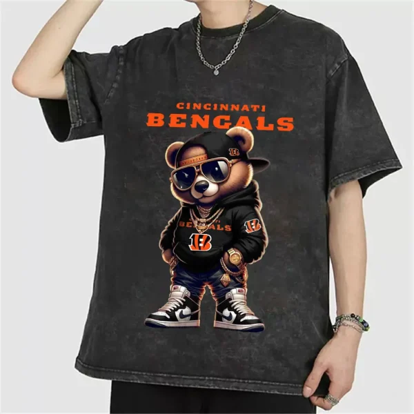 Cincinnati Bengals Swag Teddy Beer Vintage Wash T-shirt New Style Gift For Fans AZTS988