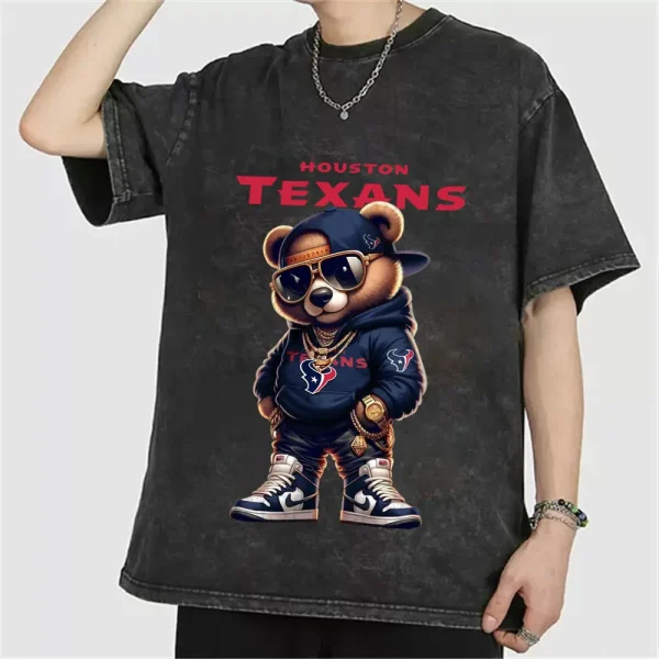 Houston Texans Swag Teddy Beer Vintage Wash T-shirt New Style Gift For Fans AZTS989